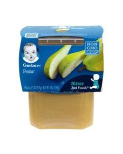 Gerber 2nd Foods Pear Baby Food Tubs, 4 Oz, 2 Tubs Per Pack, Case Of 8 Packs