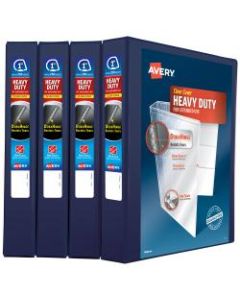 Avery Heavy-Duty 3-Ring Binder With Locking One-Touch EZD Rings, 1in Slant Rings, 42% Recycled, Navy Blue, Pack Of 4