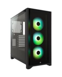 Corsair iCUE 4000X Computer Case - Midi Tower - Black - Tempered Glass, Steel, Plastic - 4 x Bay - 0 - ATX Motherboard Supported - 6 x Fan(s) Supported - 2 x Internal 3.5in Bay - 2 x Internal 2.5in Bay - 9x Slot(s)