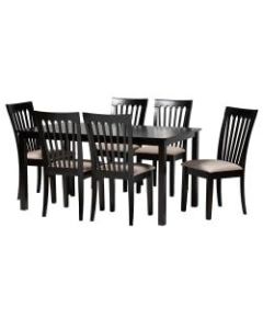 Baxton Studio Minette Dining Set, 29-3/16inH x 59-1/16inW x 35-7/16inD, Sand/Dark Brown