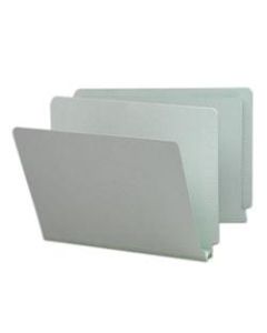 Smead Extra-Strength Pressboard End-Tab Folders, Straight Cut, Legal Size, 60% Recycled, Gray/Green, Pack Of 25