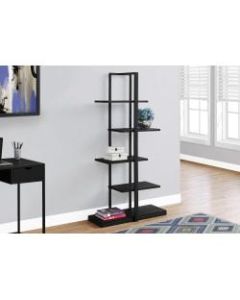Monarch Specialties 5-Shelf Zigzag Metal Bookcase, Black