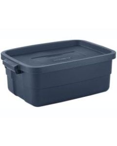 Rubbermaid Roughneck Tote With Lid, 10 Gallons, 8-7/8inH x 15-7/8inW x 23-7/8inD, Dark Indigo Metallic