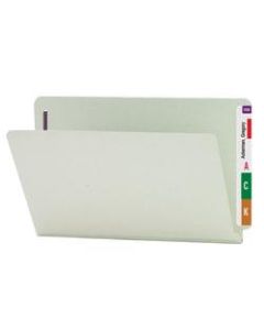 Smead Pressboard End-Tab Folders With Fasteners, Straight Cut, 1in Expansion, Legal Size, 100% Recycled, Gray/Green, Pack Of 25