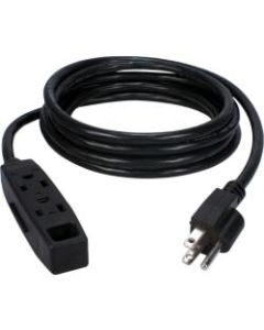 QVS 2-Pack 3-Outlet 3-Prong 10ft Power Extension Cord - NEMA 5-15P - 3 x NEMA 5-15R - 10 ft Cord - 13 A Current - 120 V AC Voltage - 1625 W - Wall Mountable - Black