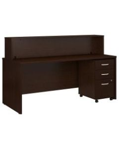Bush Business Furniture Components 72inW x 30inD Reception Desk With Mobile File Cabinet, Mocha Cherry, Standard Delivery