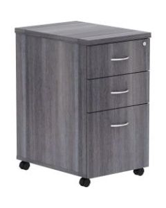 Lorell Essentials 22inD Vertical 3-Drawer Mobile Pedestal File Cabinet, Weathered Charcoal