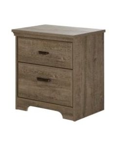 South Shore Versa 2-Drawer Nightstand, 25-1/4inH x 23inW x 17-3/4inD, Weathered Oak