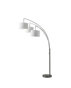 Adesso Trinity Arc Floor Lamp, 74inH, White Shade/Brushed Steel Base