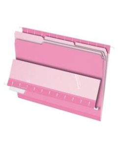 Interior File Folders, Letter Size, 1/3 Cut, Pink, Box Of 100
