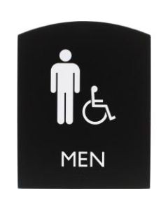 Lorell Restroom Sign - 1 Each - Men Print/Message - 6.8in Width x 8.5in Height - Rectangular Shape - Easy Readability, Braille - Plastic - Black