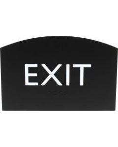 Lorell Exit Sign - 1 Each - 4.5in Width x 6.8in Height - Rectangular Shape - Easy Readability, Braille - Plastic - Black