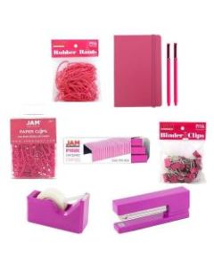 JAM Paper Complete 9-Piece Desk Kit, Pink