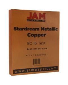JAM Paper Printer Paper, Letter Size (8 1/2in x 11in), 80 Lb, Copper Metallic, Ream Of 25 Sheets