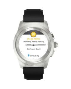 MyKronoz ZeTime Original Hybrid Smartwatch, Petite, Brushed Silver/Black Silicone Flat, KRZT1PO-BSL-BKSIL
