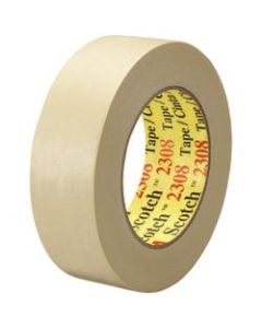 3M 2308 Masking Tape, 3in Core, 1.5in x 180ft, Natural, Pack Of 12