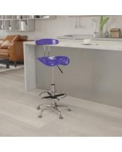 Flash Furniture Vibrant Drafting Stool, Deep Blue/Chrome