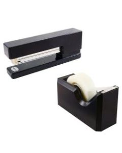 JAM Paper 2-Piece Office And Desk Set, 1 Stapler & 1 Tape Dispenser, Black