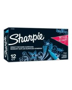 Sharpie Metallic Permanent Markers, Fine Point, Sapphire, Pack Of 12