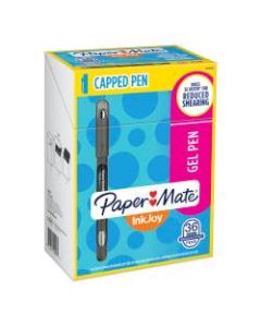 Paper Mate InkJoy Gel 600ST Stick Pens, Medium Point, 0.7 mm, Black Barrel, Jet Black Ink, Pack of 36 Pens