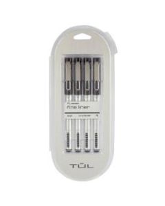 TUL Fine Liner Porous-Point Pens, Ultra-Fine, 0.4 mm, Silver Barrel, Black Ink, Pack Of 4 Pens