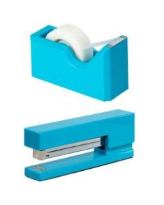 JAM Paper 2-Piece Office And Desk Set, 1 Stapler & 1 Tape Dispenser, Blue