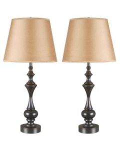 Kenroy Home Stratton II Table Lamps, 17-1/2inH, Taupe Shade/Oil-Rubbed Bronze Base, Set Of 2 Lamps