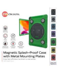 CTA Digital: Magnetic Splash-Proof Case with Metal Mounting Plates for iPad 7th & 8th Gen 10.2?, iPad Air 3 & iPad Pro 10.5?, Green - Water Proof, Impact Resistant, Drop Resistant, Splash Proof, Water Resistant - Silicone - Hand Strap, Ring