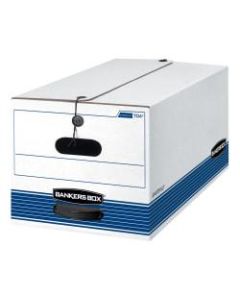 Bankers Box Stor/File Medium-Duty Storage Box With Locking Lift-Off Lids And Built-In Handles, Letter Size, 24in x 12in x 10in, 60% Recycled, White/Blue, EA