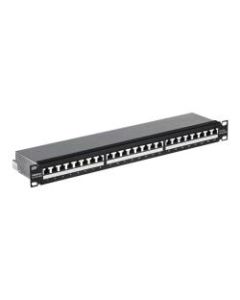 TRENDnet 24-Port Cat6A Shielded 1U Patch Panel, 19in 1U Rackmount Housing, Compatible With Cat5e, Cat6, And Cat6A Cabling, Ethernet Cable Management, Color Coded Labeling, Black, TC-P24C6AS - 24-Port Cat6a Shielded Patch Panel