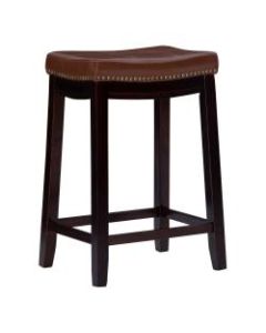 Linon Home Decor Products Walker Backless Counter Stool, Cognac/Dark Brown