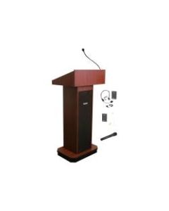 AmpliVox SW505 - Wireless Executive Sound Column Lectern - Rectangle Top - Sculpted Base - 20.75in Table Top Width x 16.50in Table Top Depth - 47in Height x 22in Width x 18in Depth - Assembly Required - High Pressure Laminate (HPL), Mahogany