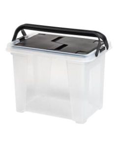 IRIS Portable Wing-Lid File Boxes With Handles, Letter Size, 14-5/8in x 10-1/4in x 11in, Black, Pack Of 4 File Boxes