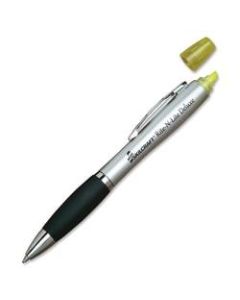 SKILCRAFT Rite-N-Lite Deluxe Highlighter Pen, Chisel/Medium Point, Black/Silver Barrel, Black/Yellow Ink, Pack Of 12 (AbilityOne 7520-01-620-6416)