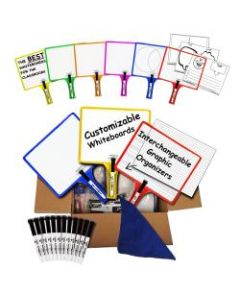 KleenSlate Customizable Whiteboards With Clear Dry-Erase Sleeves, 13in x 8in, Assorted Color, Set Of 36