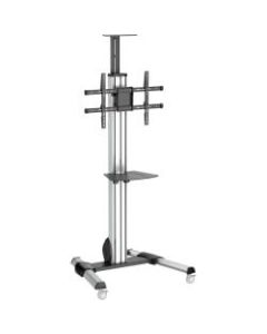 StarTech.com TV Cart - For 32in to 75in Displays - AV Cart - Height Adjustable - Lockable Wheels - Flat Screen TV Cart - Media Cart on Wheels - 1 Shelf - 88.40 lb Capacity - 4 Casters - Steel, Aluminum, Plastic - 27.6in Length x 32.6in Width x 84.3in Heig