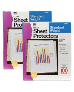 Charles Leonard Top-Loading Sheet Protectors, 8 1/2in x 11in, Clear, 100 Per Pack, 2 Packs