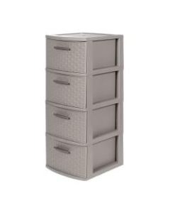 Inval By MQ 32inH 4-Drawer Rattan Storage Cabinet, Taupe