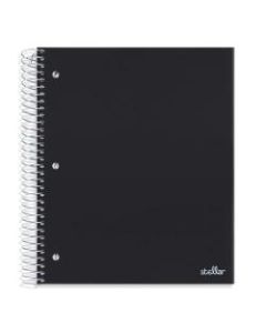 Office Depot Brand Stellar Poly Notebook, 8-1/2in x 11in, 3 Subject, Wide Ruled, 100 Sheets, Black