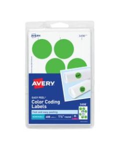 Avery Removable Round Color-Coding Labels, 5498, 1 1/4in Diameter, Green Glow, Pack Of 400