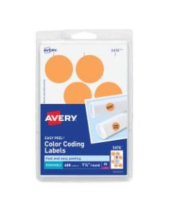 Avery Removable Round Color-Coding Labels, 5476, 1 1/4in Diameter, Neon Orange, Pack Of 400