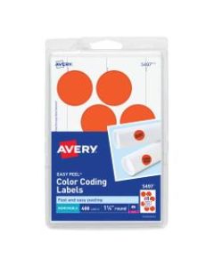 Avery Removable Round Color-Coding Labels, 5497, 1 1/4in Diameter, Red Glow, Pack Of 400