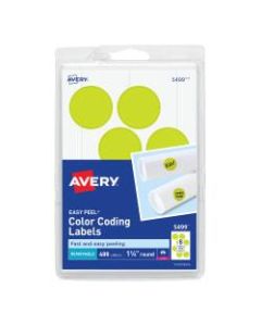 Avery Removable Round Color-Coding Labels, 5499, 1 1/4in Diameter, Yellow Glow, Pack Of 400
