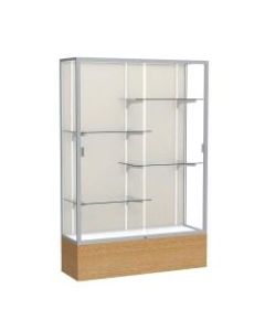 Waddell Reliant 4-Shelf Floor Display Case, 72inH x 48inW x 16inD, Natural Oak Base/Satin Finish