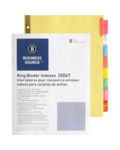 Business Source Reinforced Insertable Tab Indexes - 8 x Divider(s) - 8 Tab(s)/Set1.50in Tab Width - 8.5in Divider Width x 11in Divider Length - Letter - 3 Hole Punched - Buff Divider - Manila Tab(s) - 8 / Set