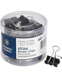 Business Source Small Binder Clips - Small - for Paper, Project, Document - 40 / Pack - Black - Steel, Zinc