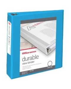 Office Depot Brand Durable View Round-Ring Binders, 2in Round Rings, Blue
