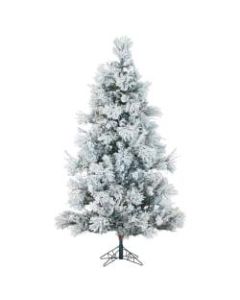 Fraser Hill Farm 7 1/2in Flocked Snowy Pine Artificial Christmas Tree, White/Black