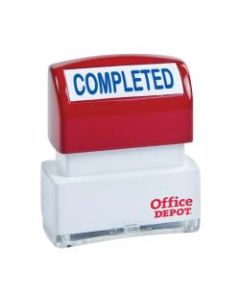 Office Depot Brand Pre-Inked Message Stamp, "Completed", Blue