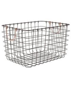 Realspace Metal Wire Bin With Handles, Medium Size, Black/Copper